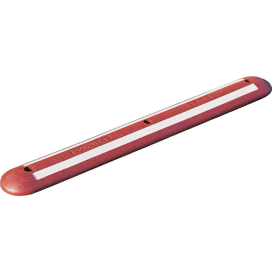 Bay marker made of recycled rubber, white reflective, LxWxH 1200 x 150 x 45 mm, red.