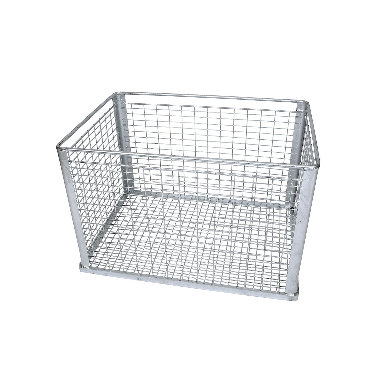 Stacking basket for heavy items, large mesh size, external dims. LxWxH 815 x 565 x 525 mm.