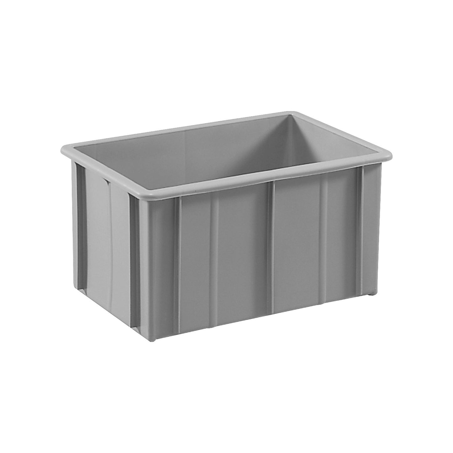 Stacking container made of polyethylene, with reinforcement ribs, capacity 37 l, grey.