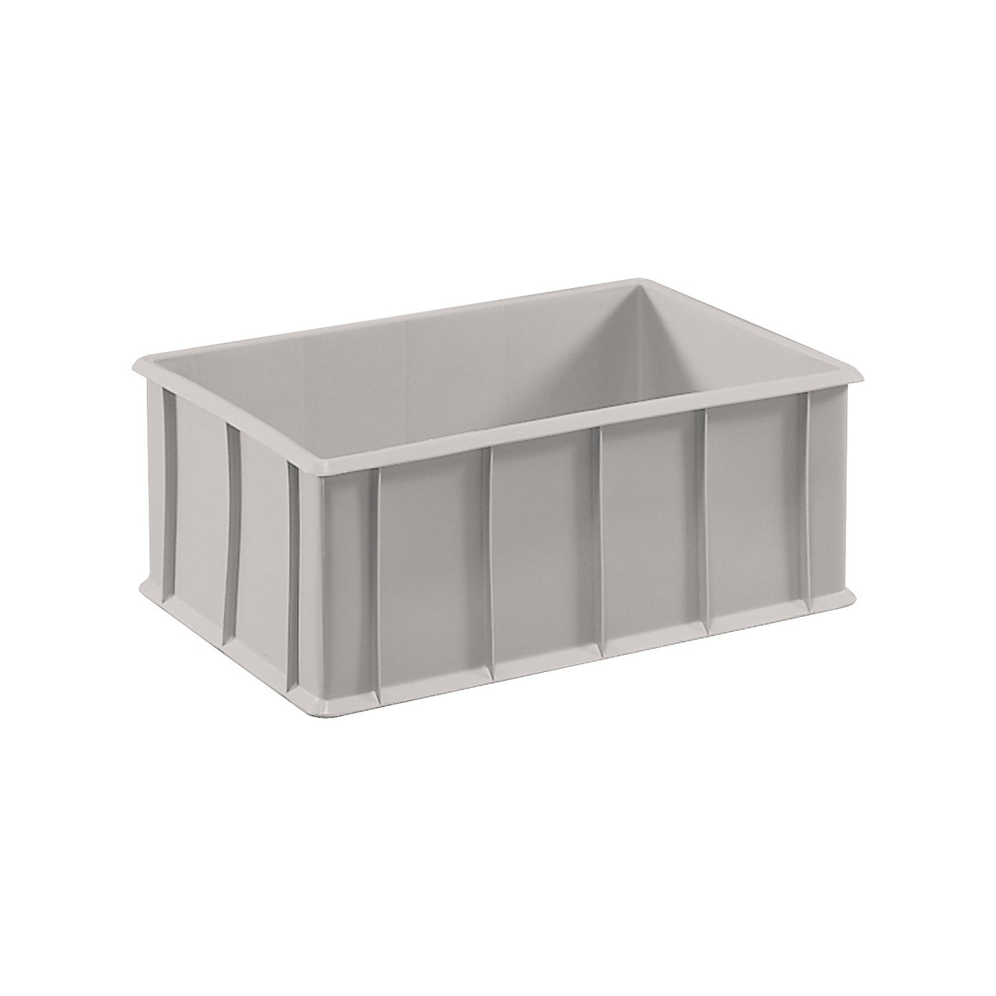 Stacking container made of polyethylene, with reinforcement ribs, capacity 42 l, grey.