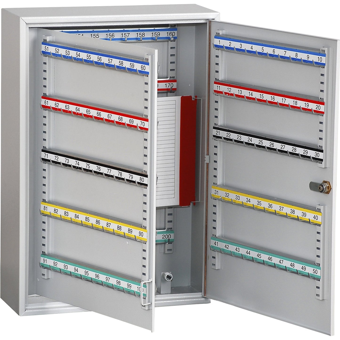 Security key cabinets, 200 hooks, HxWxD 550 x 380 x 140 mm, light grey.