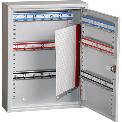 Security key cabinets, 42 hooks, HxWxD 350 x 270 x 80 mm, light grey.