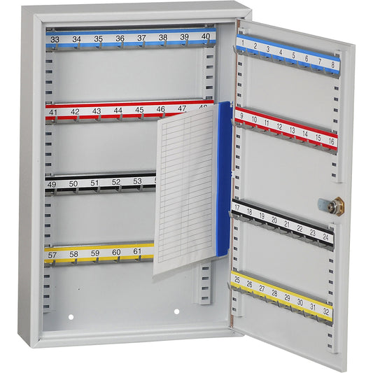 Security key cabinets, 64 hooks, HxWxD 450 x 300 x 80 mm, light grey.