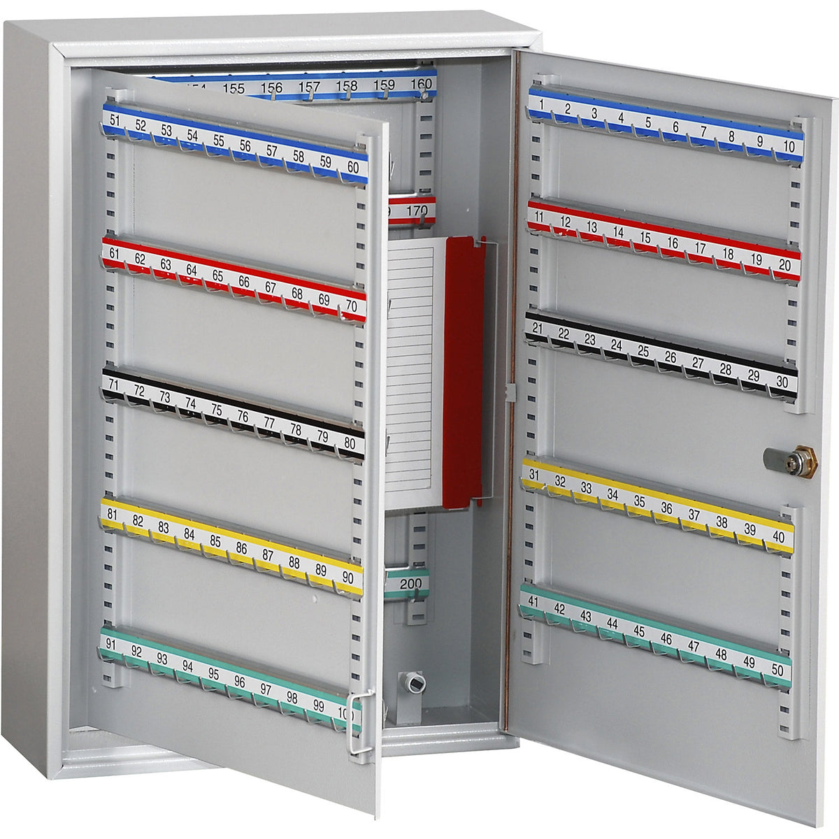 Security key cabinets, 150 hooks, HxWxD 550 x 380 x 140 mm, light grey.
