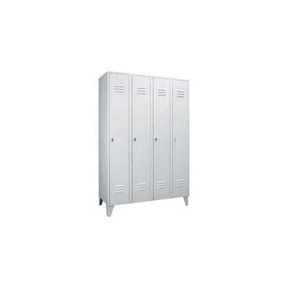 Berlin 2 clothes locker, 1 compartment, blue grey, width 300 mm, flat roof shape.