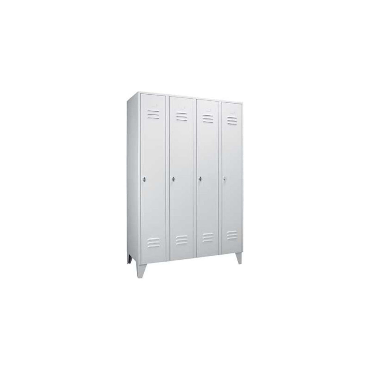Berlin 2 clothes locker, 1 compartment, blue grey, width 300 mm, flat roof shape.