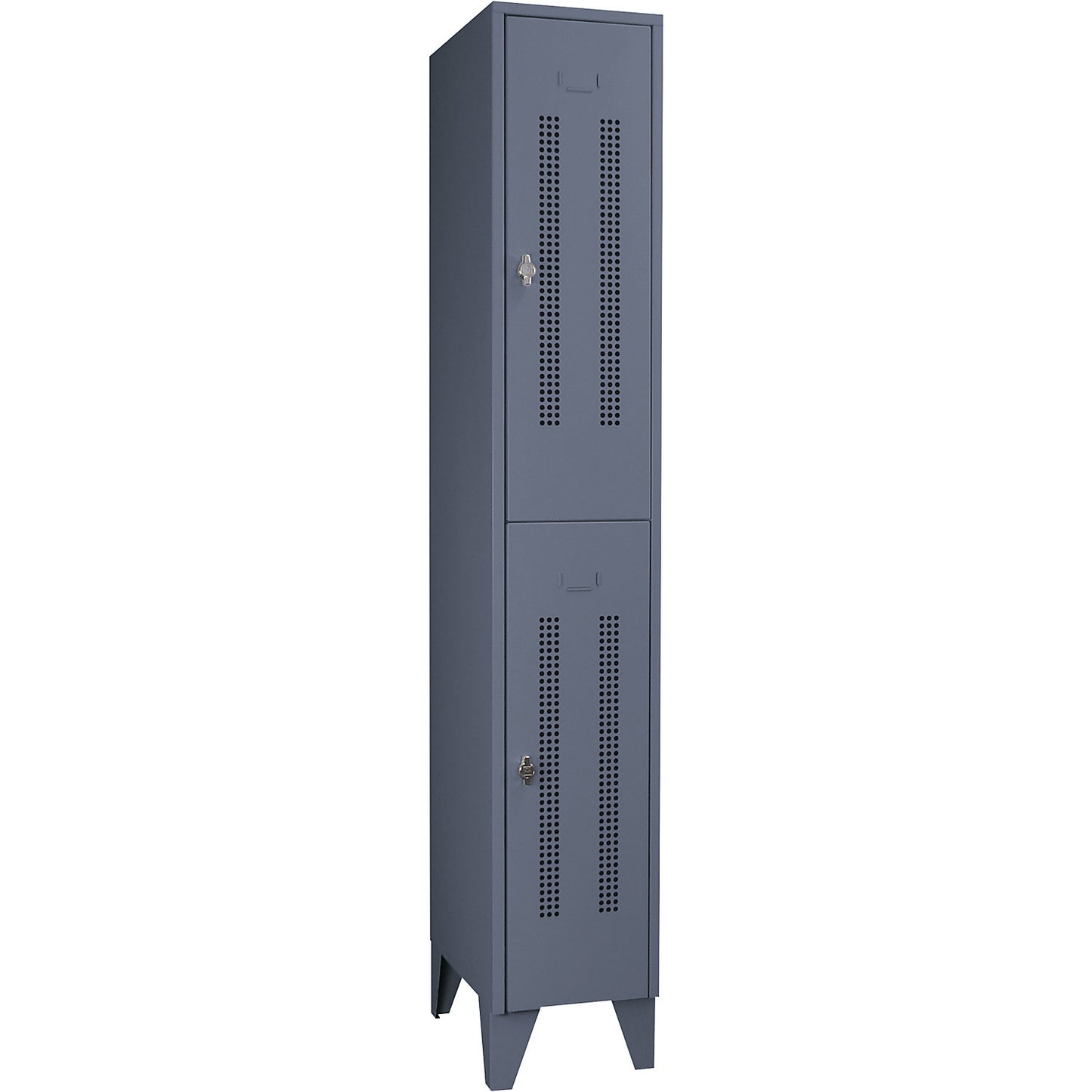 Berlin 1 double deck clothes locker, 1 section, blue grey, width 300 mm, 2 compartments.
