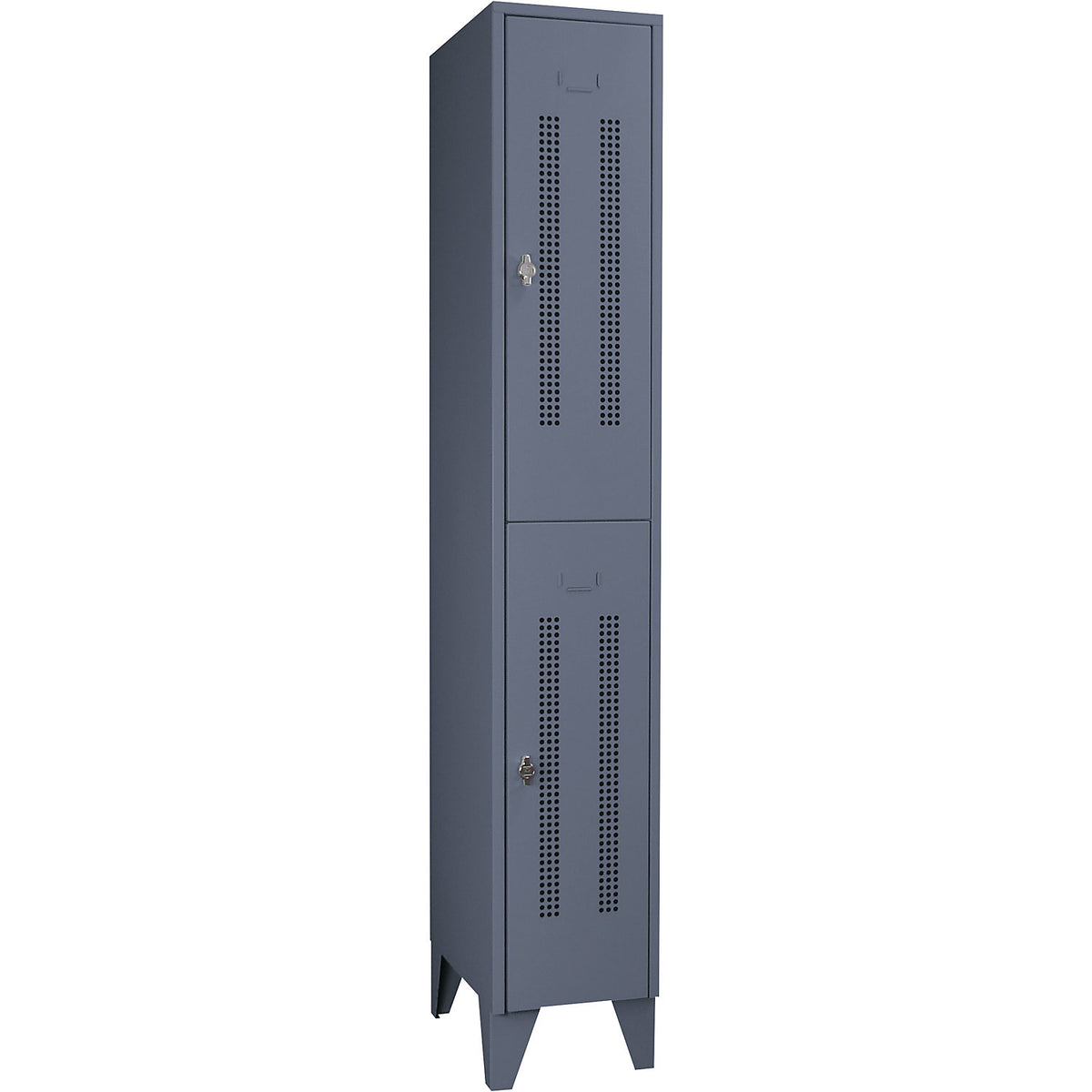Berlin 1 double deck clothes locker, 1 section, blue grey, width 300 mm, 2 compartments.