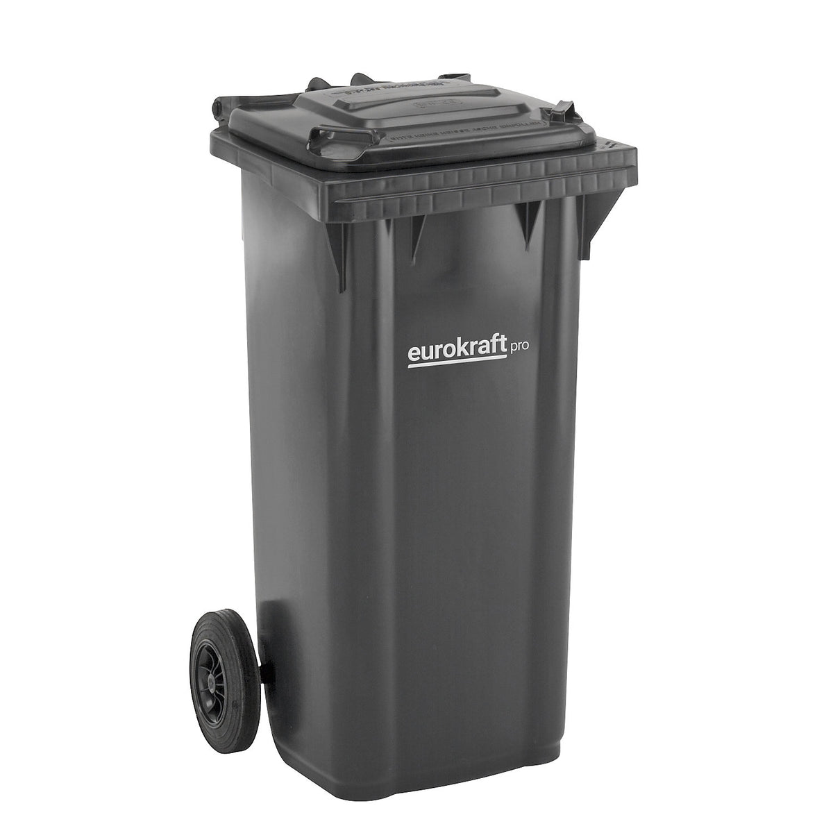 Plastic waste bin DIN EN 840, capacity 120 l, WxHxD 505 x 1005 x 555 mm, charcoal.