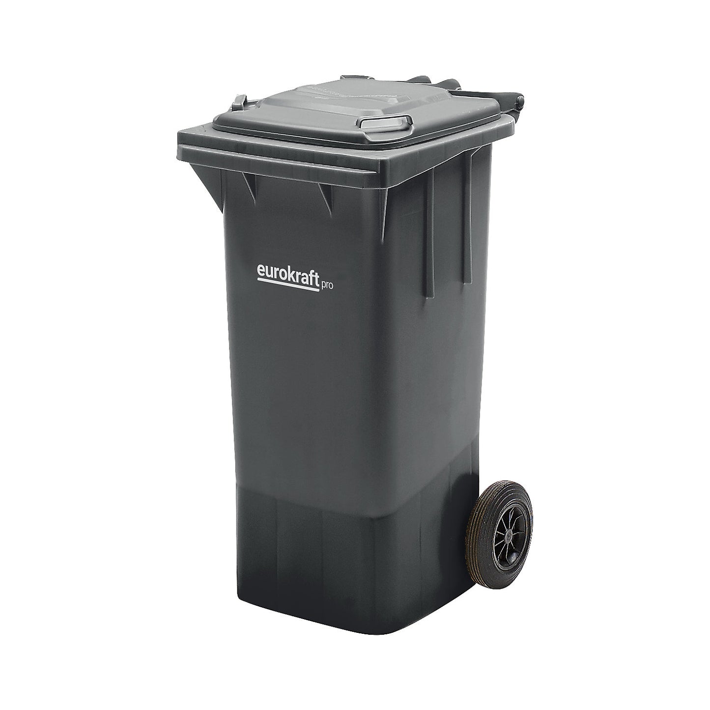 Plastic waste bin DIN EN 840, capacity 240 l, WxHxD 580 x 1100 x 740 mm, charcoal.