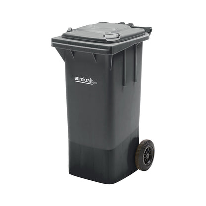 Plastic waste bin DIN EN 840, capacity 240 l, WxHxD 580 x 1100 x 740 mm, charcoal.