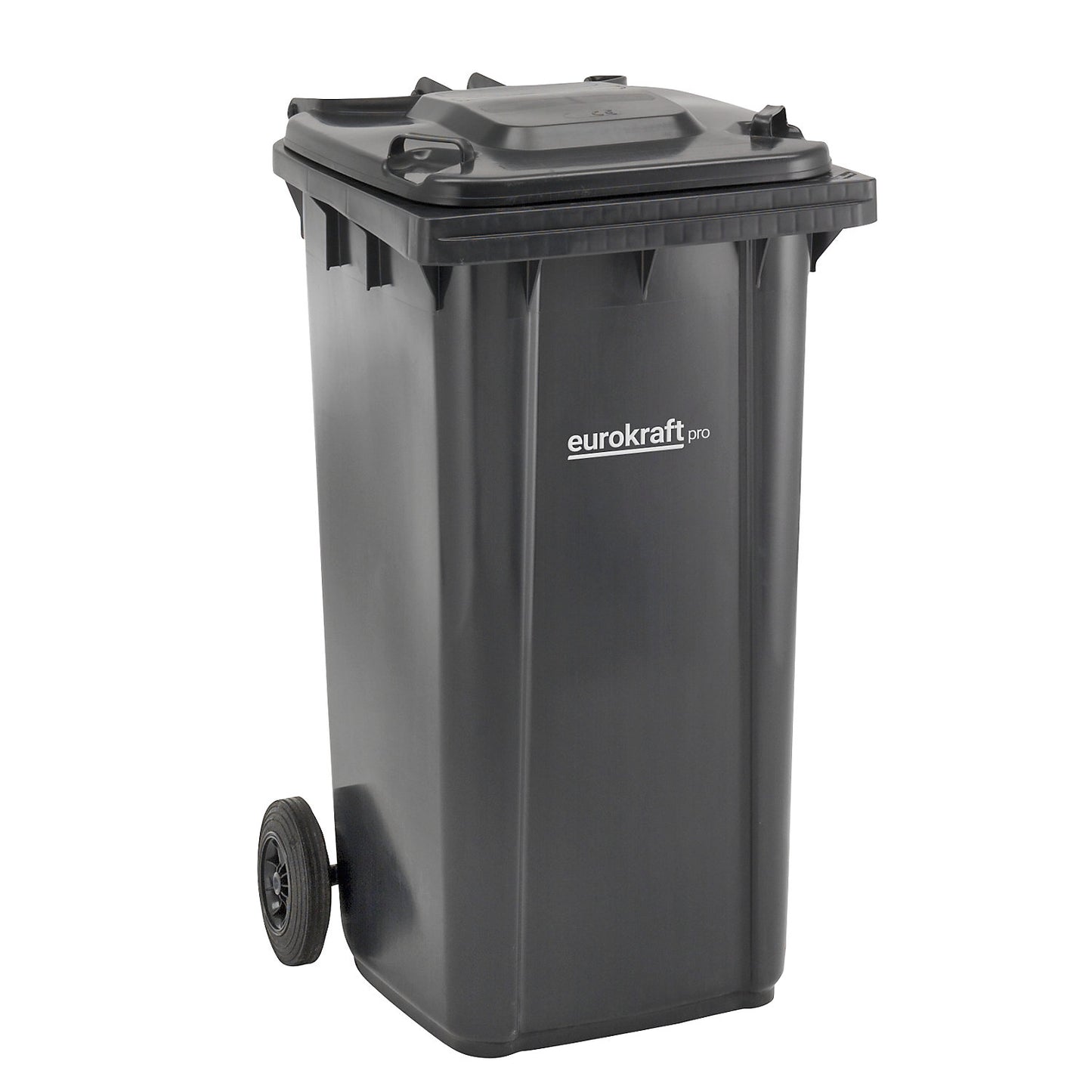Plastic waste bin DIN EN 840, capacity 240 l, WxHxD 580 x 1100 x 740 mm, charcoal.
