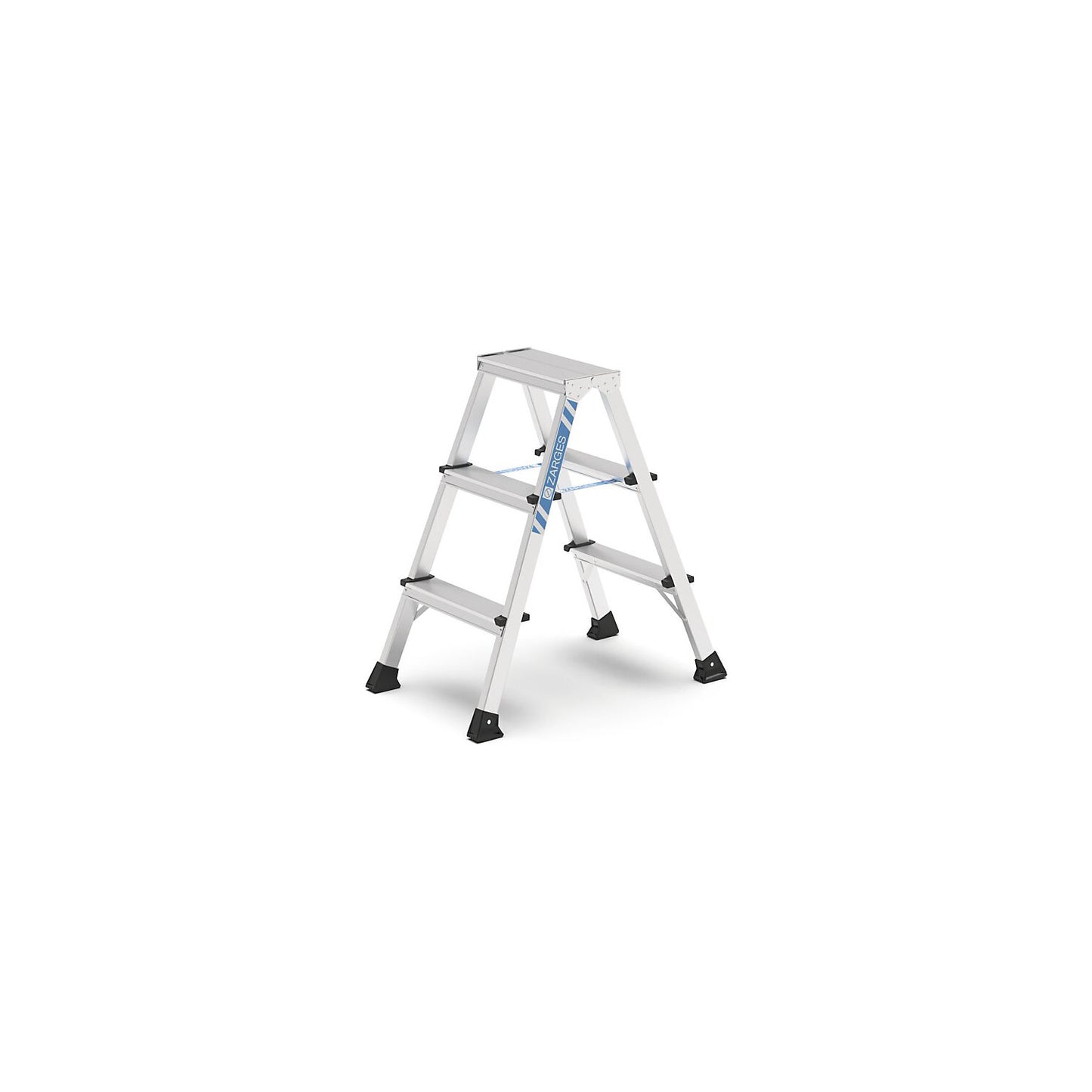 Professional step ladder, anodised, double sided, 2 x 3 steps.