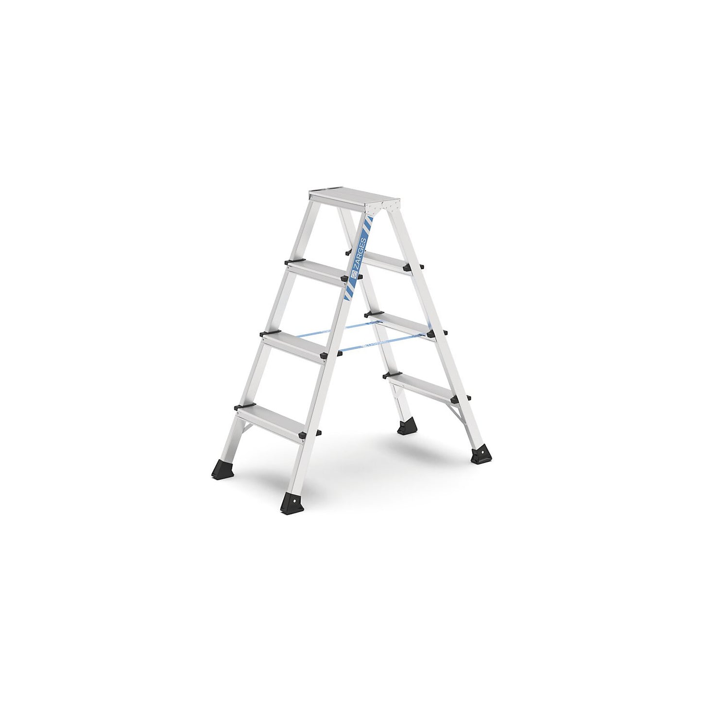 Professional step ladder, anodised, double sided, 2 x 4 steps.