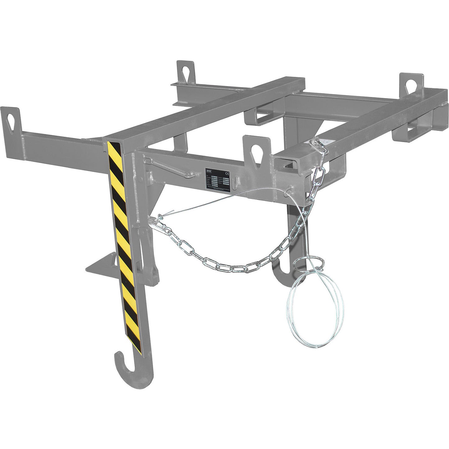 Forklift support bar for tilting skips and stacking containers, for cranes, max. load 2000 kg, for container size 0.9 m³.