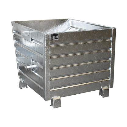 Tipping skip, stackable, capacity 0.9 m³, hot dip galvanised in accordance with EN ISO 1461.