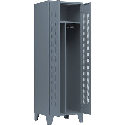 Berlin 1 clean and dirty locker, centre divider, 1 section, blue grey, width 600 mm.