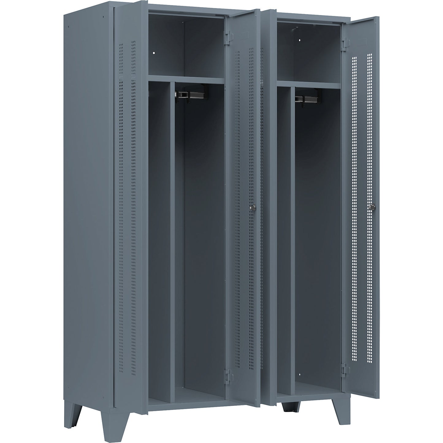 Berlin 1 clean and dirty locker, centre divider, 2 compartments, blue grey, width 1200 mm.