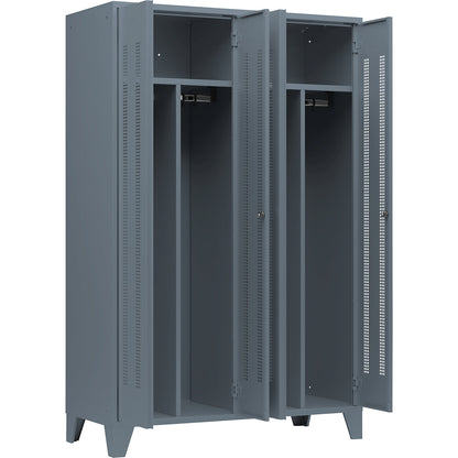 Berlin 1 clean and dirty locker, centre divider, 2 compartments, blue grey, width 1200 mm.