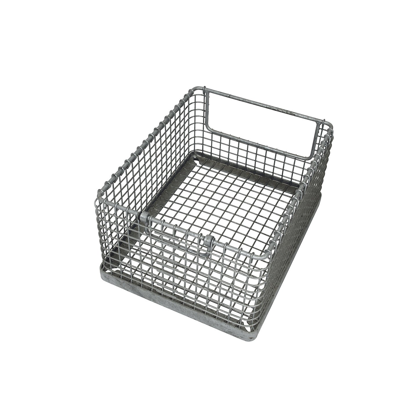 Stacking basket for heavy items, with access opening, external dims. LxWxH 465 x 365 x 240 mm.