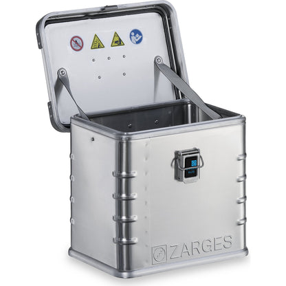 Aluminium transport case, capacity 27 l, internal LxWxH 350 x 250 x 310 mm, robust construction.