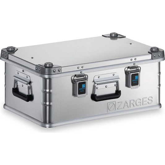 Aluminium transport case, capacity 42 l, internal LxWxH 550 x 350 x 220 mm, robust construction.