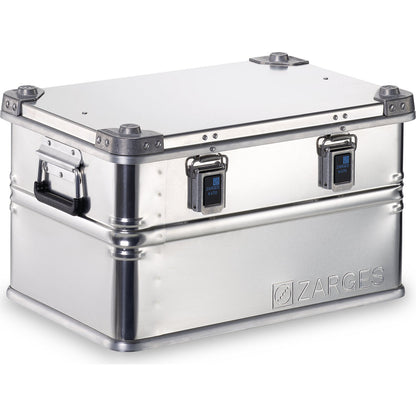 Aluminium transport case, capacity 60 l, internal LxWxH 550 x 350 x 310 mm, robust construction.