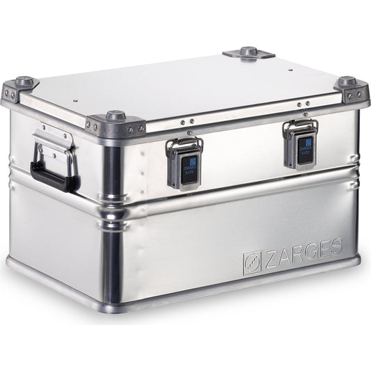 Aluminium transport case, capacity 60 l, internal LxWxH 550 x 350 x 310 mm, robust construction.