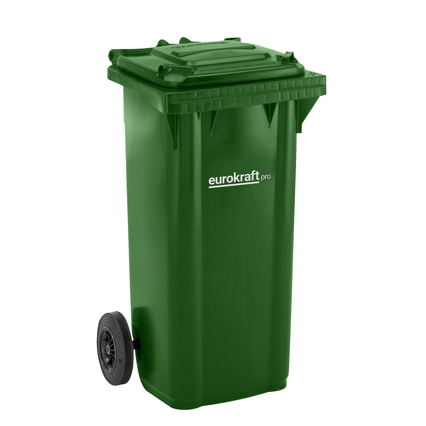 Plastic waste bin DIN EN 840, capacity 120 l, WxHxD 505 x 1005 x 555 mm, green.