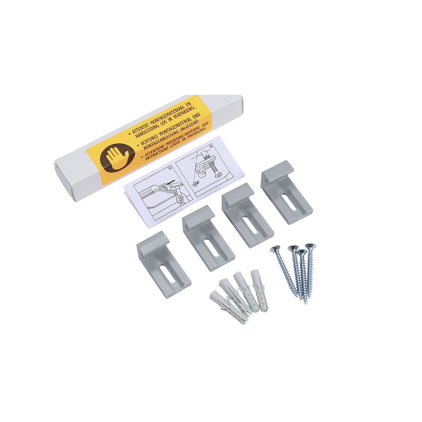 Mounting material, for notice boards, hooks, plugs, screws.