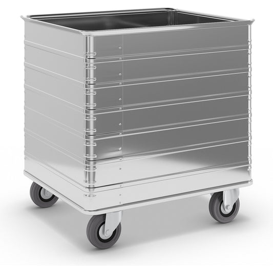 Aluminium box trolley, capacity 230 l, with edge and base profile.