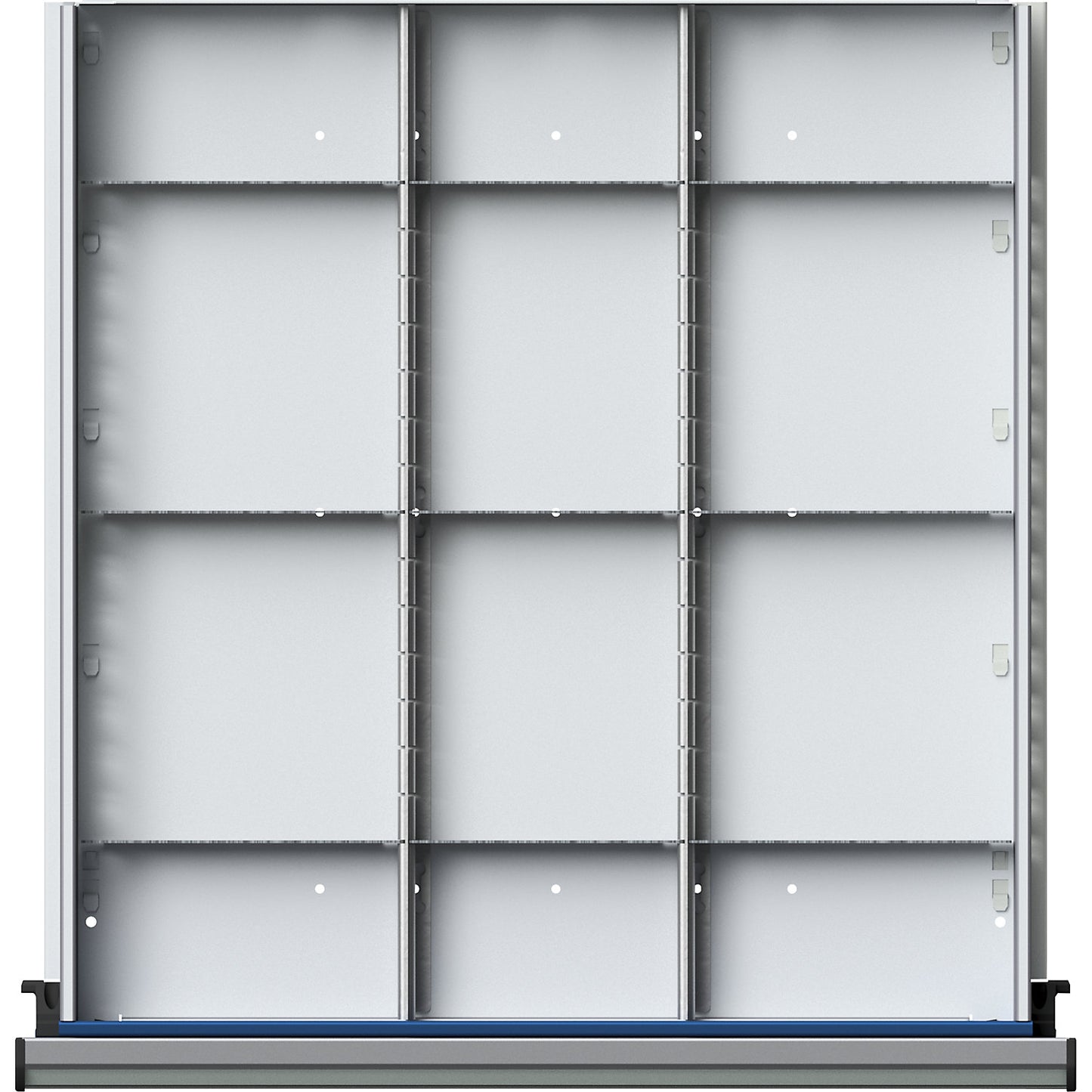 Drawer divider set, 2 longitudinal and 9 cross dividers, drawer height 180 mm.
