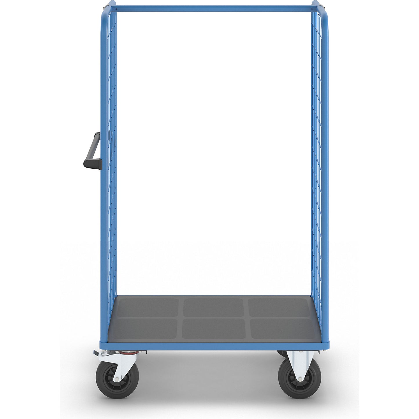Shelf truck with mesh side panels, solid rubber tyres, platform 975 x 700 mm.