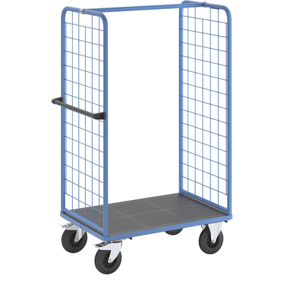 Shelf truck with mesh side panels, solid rubber tyres, platform 975 x 700 mm.