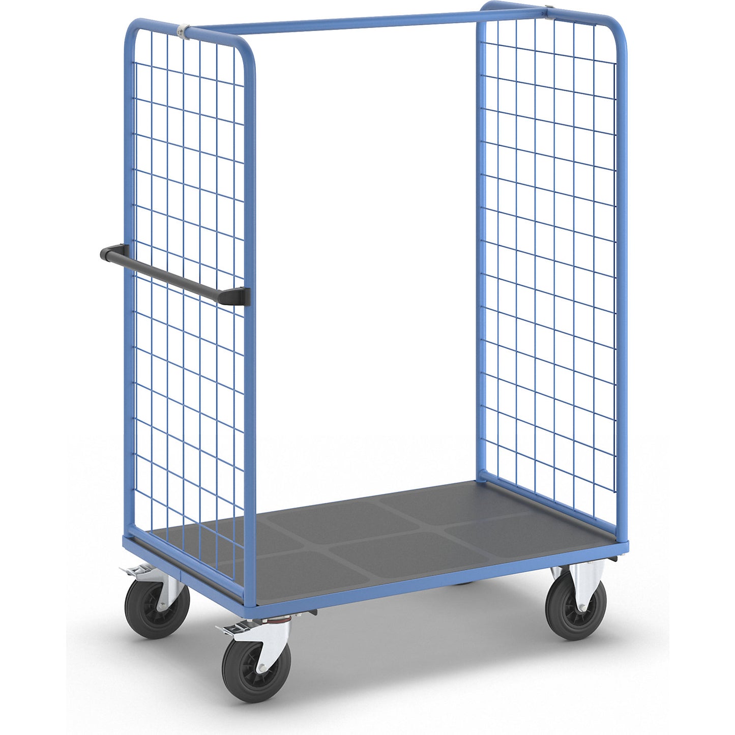 Shelf truck with mesh side panels, solid rubber tyres, platform 1175 x 800 mm.