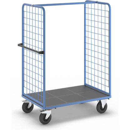 Shelf truck with mesh side panels, solid rubber tyres, platform 1175 x 800 mm.
