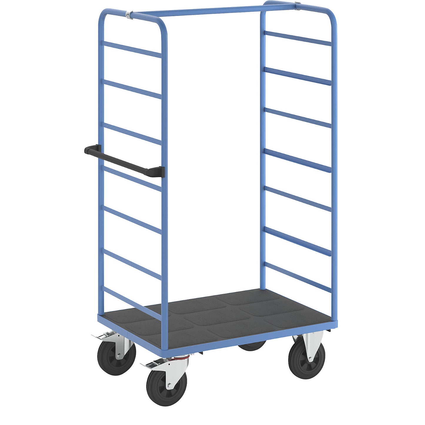 Shelf truck, 2 side panels, platform 975 x 700 mm, 1 level, solid rubber.