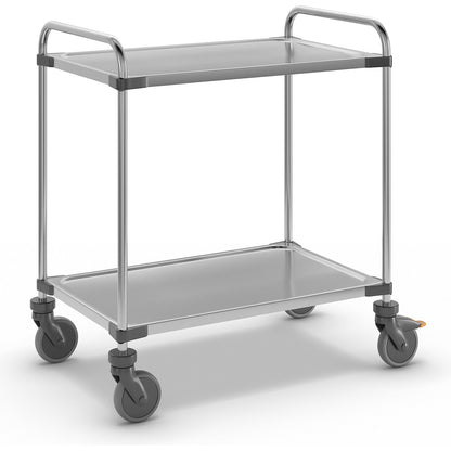 VARITHEK SERVO+ stainless steel table trolley, LxWxH 870 x 570 x 950 mm, platform 800 x 500 mm, 2 shelves, max. load 120 kg.