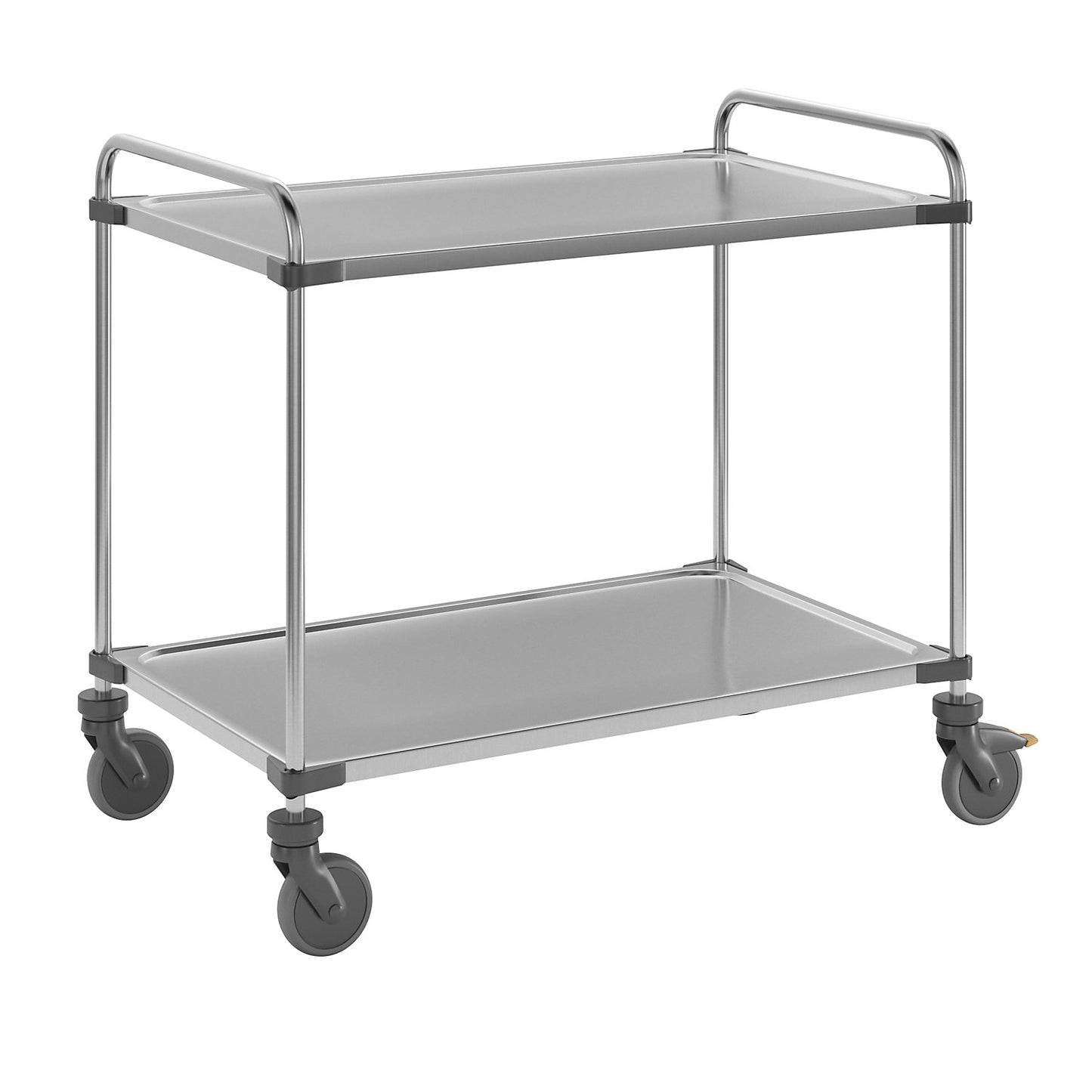 VARITHEK SERVO+ stainless steel table trolley, LxWxH 1070 x 670 x 950 mm, platform 1000 x 600 mm, 2 shelves, max. load 120 kg.