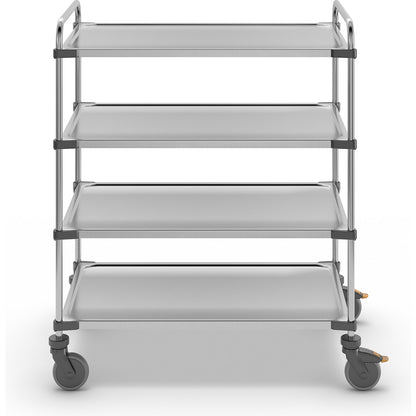 VARITHEK SERVO+ stainless steel table trolley, LxWxH 1070 x 670 x 1260 mm, platform 1000 x 600 mm, 4 shelves, max. load 160 kg.
