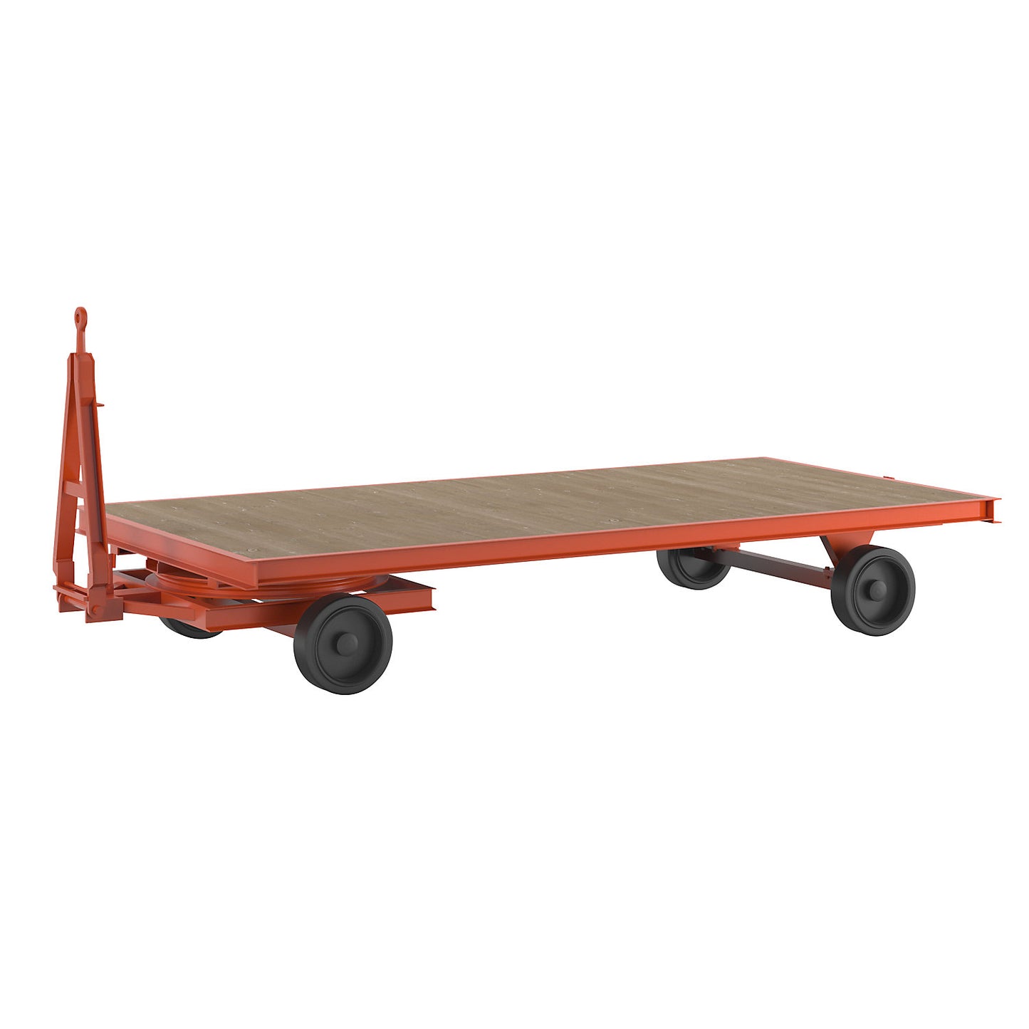 Trailer, 2-wheel turntable steering, max. load 8 t, platform 4.0 x 2.0 m, solid rubber tyres.