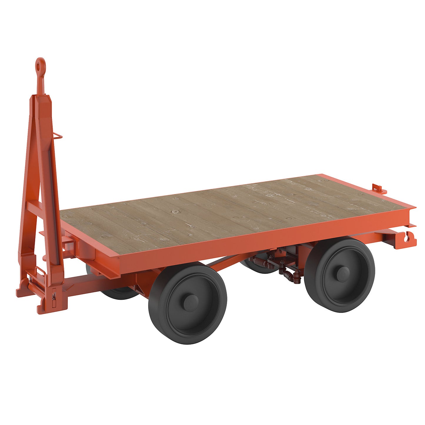 Trailer, 4-wheel linked ackerman steering, max. load 8 t, platform 2.0 x 1.0 m, solid rubber tyres.
