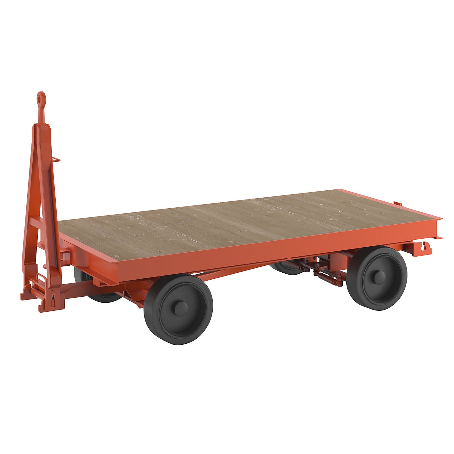 Trailer, 4-wheel linked ackerman steering, max. load 8 t, platform 2.5 x 1.25 m, solid rubber tyres.