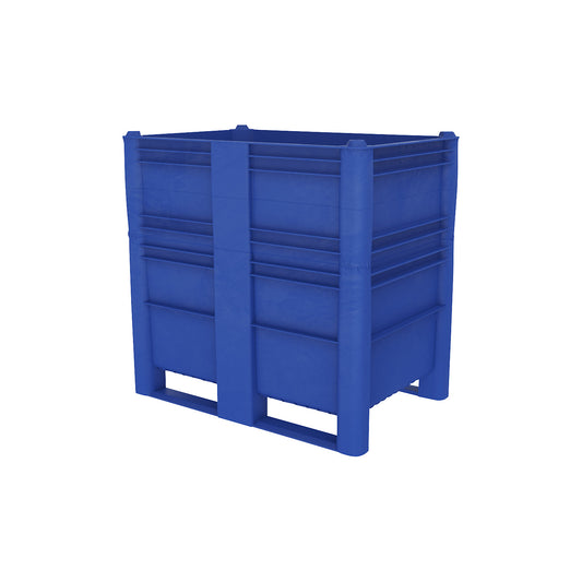 Polyethylene pallet box, capacity 800 l, model with 2 runners, 6 feet.