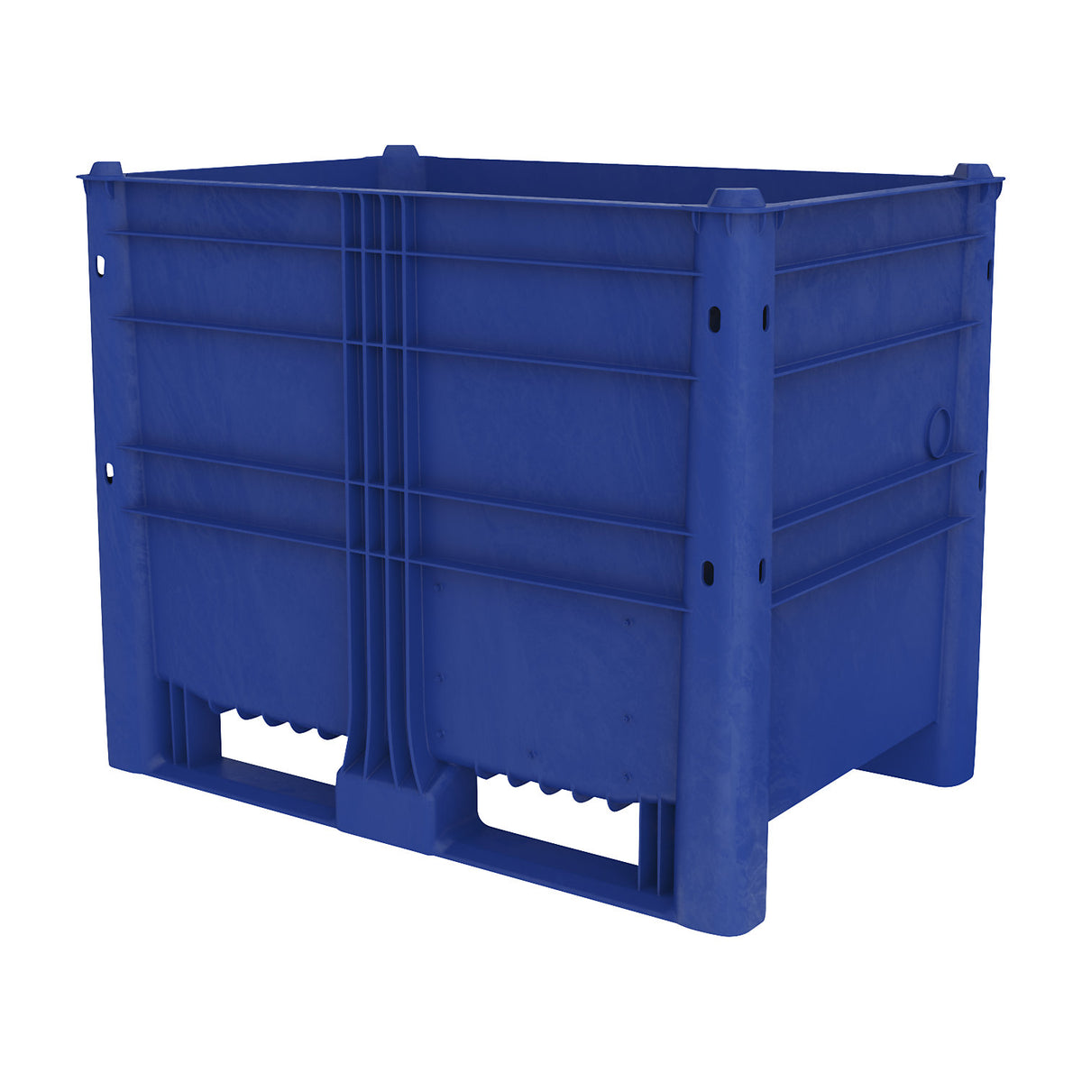 Polyethylene pallet box, capacity 652 l, model with 2 runners, 6 feet.