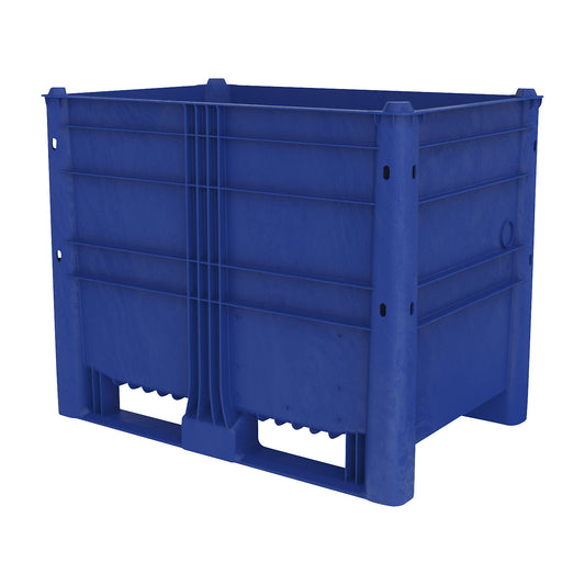 Polyethylene pallet box, capacity 652 l, model with 2 runners, 6 feet.