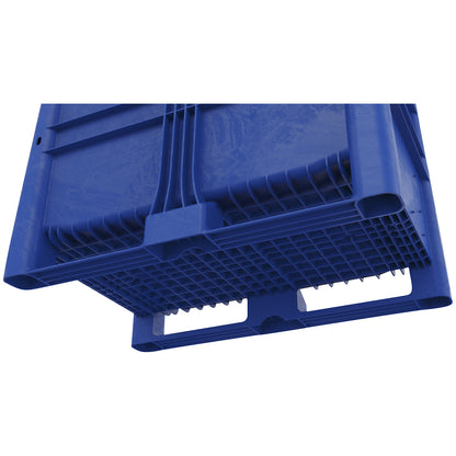 Polyethylene pallet box, capacity 652 l, model with 2 runners, 6 feet.
