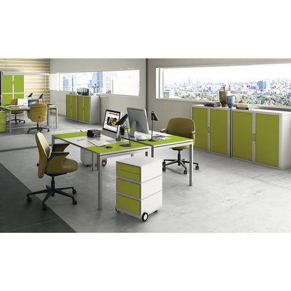 easyBox® mobile pedestal, 2 drawers, 2 flat drawers, white / white.