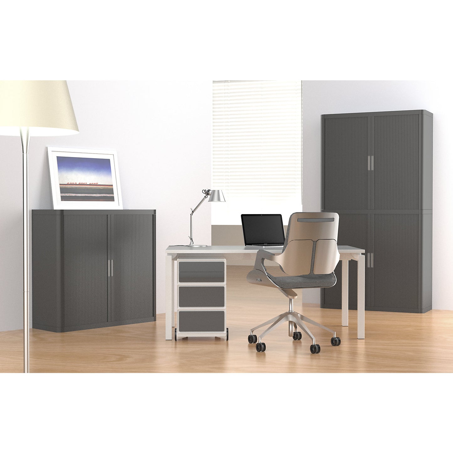 easyBox® mobile pedestal, 2 drawers, 2 flat drawers, white / wenge.