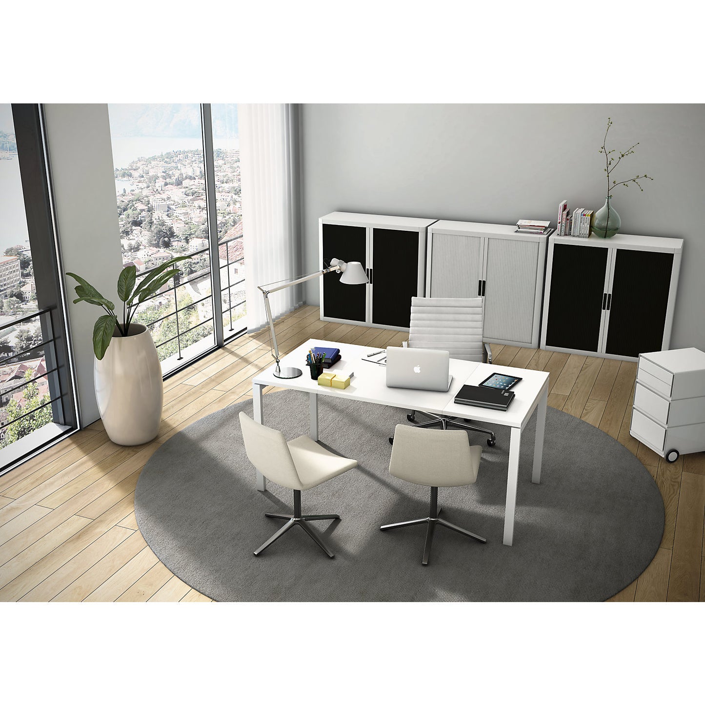 easyBox® mobile pedestal, 2 drawers, 2 flat drawers, white / white.